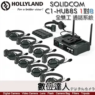 HOLLYLAND Solidcom C1-HUB8S【9組+基地台】1對9 全雙工 一體式通話系統／耳麥 無線 對講機