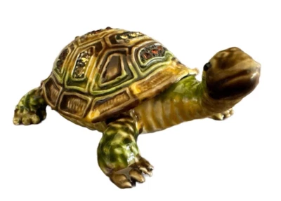 Tortoise/Turtle Bejeweled Trinket box Hand Painted Enamel & Austrian crystals.
