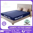 2000TC Extra Deep Fitted Sheet Ultra Soft Queen Bed Size Luxury Sheet Cover Navy