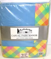 Casual Park Manor Cotton Tablecloth ~ Square ~ Blue Multi ~ 70" x 70" **NEW**
