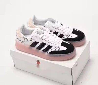 Adidas x Hello Kitty White Black Stripe Samba Kawaii y2k Sneakers Shoes EU40 US7