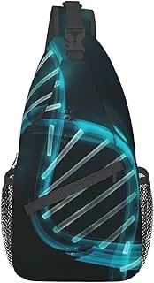 [ZaKhs] Science Gene Strand Print Sling Bag Body Backpack For Men Women Lightweight One Strap Chest Bag Small Rucksack For Travel Sports Hiking, Black, One Size