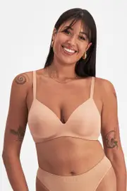 [Bonds] Bonds Women's Bases Wirefree Scoop Bra in Blush Latte Size: 10 B 10 B Blush Latte