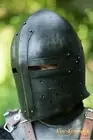 XMAS 18GA Dark Medieval Larp Sugerloaf Helmet Crusader Knight Helmet Replica