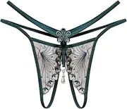 [Generic] Womens Corset Lingerie Pearl Low G Sexy Thongs Women Panties Pendant String Underwear Waist Panties Sexy Costumes for Women Lingerie Plus Size (3-Army Green, One Size)