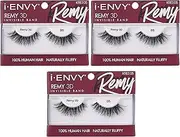 i-Envy Remy False Eyelashes 3D Collection, Invisible Band, 100% Human Hair Lashes (3 PACK)