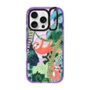 iPhone 16 Pro Impact Ring Stand Case MagSafe Compatible Jungle Sloth Family