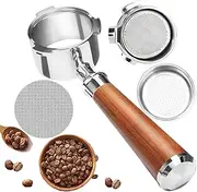 [Eitonbu] 54mm Coffee Bottomless Portafilter, Compatible with Breville Barista Bes 870/878/880/876/840/810/500/450 Replacement Parts Bottomless Portafilter(Pear wood color)