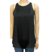 Theory Montien Fringe Tank Top P/XS Silk Classic Preppy Party Holiday Luxury