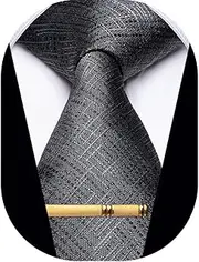 [YourTies] Men's Neckties Striped Tie and Plaid Neckties for Men Woven Silk Tie Gold Tie Clip Set