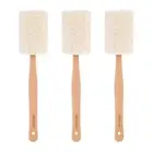 3x Clevinger Eco Loofah Shower Back/Body Scrubber With Wood Handle 6.5x36cm