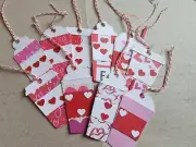 Happy Valentine's Day Coffee Cup Gift Tags with strings (10) gift tags cardstock