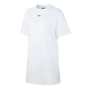 Nike T恤 NSW Essential 運動休閒 女款 長版 棉質 圓領 基本款 小勾 白 黑 CJ2243-100