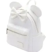 Disney Loungefly White Sequin Mini Backpack / Veil Bow for Wedding FREE SHIP