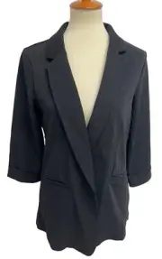Maurices Women's Long Sleeve Black Open Front Collared Blazer Size L