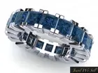Genuine 3.40Ct Princess Blue Diamond Eternity Band Ring 14k White Gold SI2 Prong