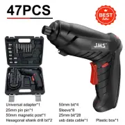 Cordless Electric Screwdriver Rechargeable Drill Driver Power Tool 47PCS Bit Set