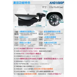 監視器 黑色 高清 戶外型 防水槍型 AHD 960H 1080P SONY晶片 UTC 攝影機