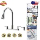 2-Handle Brushed Nickel Kitchen Faucet with Pull Down Sprayer & Soap Dispenser