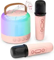 Mini Karaoke Machine for Kids- Bluetooth Speaker with 2 Wireless Microphone