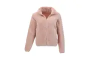 FIL Women's Sherpa Jacket Fleece Winter Warm Soft Teddy Casual Coat Zip Up - Dusty Pink