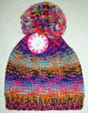 Colorful Spacedye Beanie Pom Knit Hat Cap Pompom Pink Blue Purple Orange