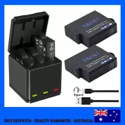 2 Battery For GoPro AHDBT-501 +Triple Charger for Go Pro Hero 7 6 5 Black camera