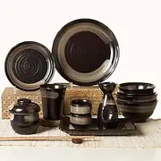 Dinnerware Set 30-Piece Porcelain Dinner Plates and Bowls Set for 4, Stoneware Dinnerware Set with Chopsticks, Dinner Set Service for 4, Japanese Vintage Tableware, Flagon, Cup Crockery Beauty Comes