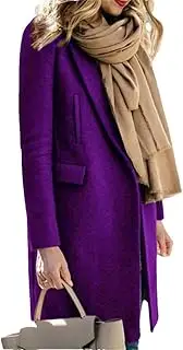 [Generic] Women's Winter Jackets Wool Blends Trench Coat Flip Collar Warm Lining Coat Long Jacket