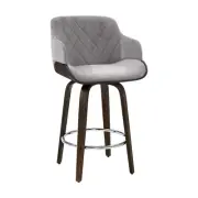 Artiss Kitchen Bar Stools Wooden Chair Bars Stool Swivel Velvet Fabric Grey New