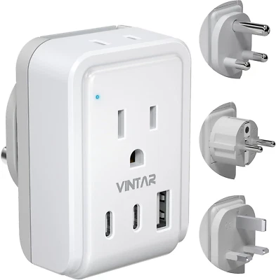South Africa Power Adapter Kit, VINTAR International Plug white and gray