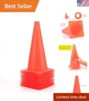 Versatile 12-Inch Fluorescent Training Cones - Ideal for Outdoor Sports & Drills
