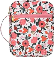 [Rissetree] Bible Cover Case Book Cover,Carrying Bag with Handles Floral Scandi Durable Zipper Bible Bag for Standard Size Bible for Women Girls Gift 10X7.5X2.5 Inches,66 Books Bible tabs Bonus