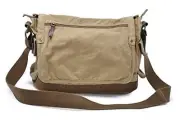 Canvas Messenger Bag - Vintage Cross Body Shoulder Satchel Khaki