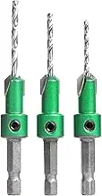 3Pcs Countersink Drill Bits Set, Combination Tapered Countersink Bit, #6, #8, #10, High-Speed Steel Counter Sink Drill Bit for US Wood Screw Woodworking and Carpentry