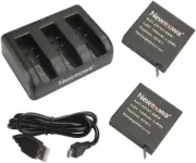 AZ16-1 Replacement Battery (2-Pack) and 3-Channel USB Charger for Xiaomi