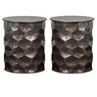 Home Square 2-Piece 17" Metal Accent Side Table Set in Antique Bronze