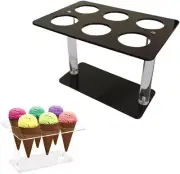 Ice Cream Cone Holder,6 Hole Acrylic Ice Cream Cone Holder, Ice Cream Stand, ...