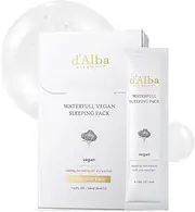 d’Alba Italian White Truffle Waterfull Vegan Sleeping Pack, Non Wash-off, Hydrating Overnight Face Mask with White Truffles, Safe for Sensitive Skin, Portable Gel-Type Mask, Korean Skincare (Pack 4ml*12)