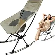 Folding Rocking Chair,Outdoor Rocking Chair | High Back Outdoor Lunch Break Rocking Chair Oxford Cloth, Breathable Mesh Back for Lawn