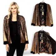 NWT Johnny Was Sequin Gold Plaza Kimono Size Small $398