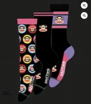 NEW Paul Frank Macro Polka Dot Crew 3 Pack Monkey Character Socks - Women’s