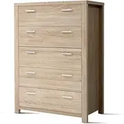 Artiss Chest of Drawers 5 Drawer White Tallboy, Dresser Clothes Storage Cabinet Organizer Lowboy Bedside Table Bedroom Furniture Home Living Room Hallway Entryway