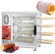 Chimney Cake Roll Oven Maker, Electric Commercial Cake Pop Roller Machine with 16 Pcs Roller, 50-300℃ Temperature Left Right Independent Control, Ice Cream Cone Grill Maker, for Restaurant Snack Bar