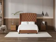 My Style Winged Headboard & Slimline Base - Double / Gingerbread / Drawer Base