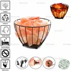 Bowl Shape Himalayan Pink Salt Lamp PURIFY Iron Basket Healing Ionizing UK Plug