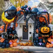 194pcs Halloween Balloon Garland Arch kit with Halloween Foil Balloons Black