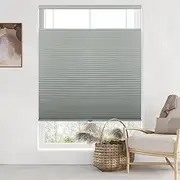 LazBlinds Top Down Bottom Up (TDBU) Cordless Cellular Shades, Blackout Light Blocking Honeycomb Fabric Shades Pleated Polyester Blinds for Window Size 29'' W x 64'' H, Grey