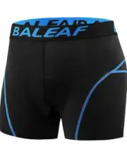 BALEAF Mens XL Black Baselayer 3D Padded Bike Shorts Stretch Cycling Blue Logo