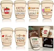 CroBlissful 6 Pack Christmas Teacher Gifts Card Holder Teacher Appreciation Coffee Gift Wooden Coffee Coffee Thank You Gift Teacher Week Appreciation Present End of Year Gift Idea
